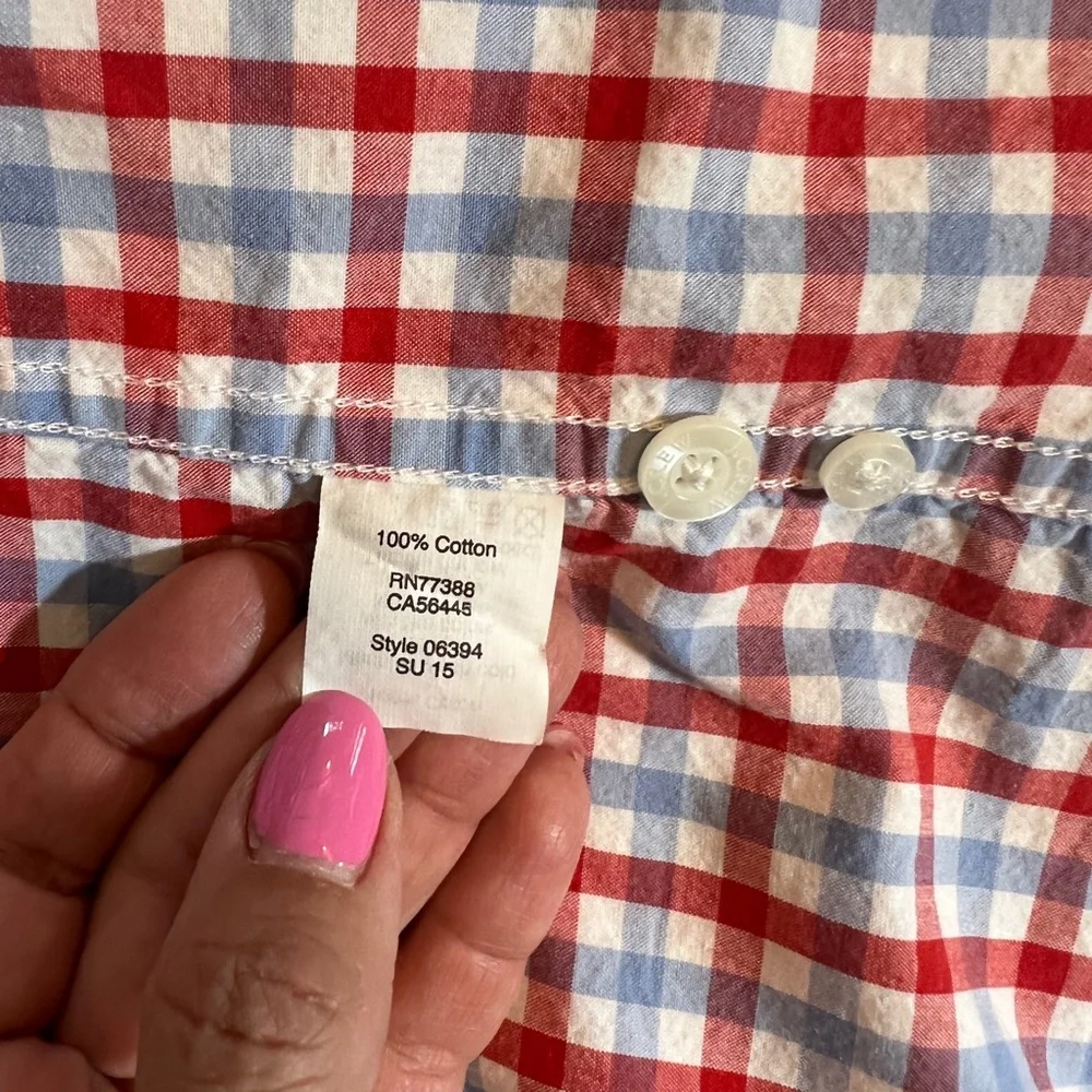 J. CREW blue and red check button down shirt Size XS Mens Womens Unisex EUC